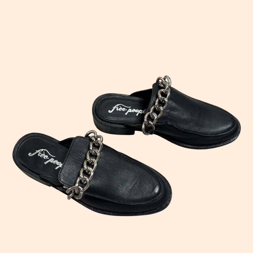 Free People Leather Chain Vida Mules